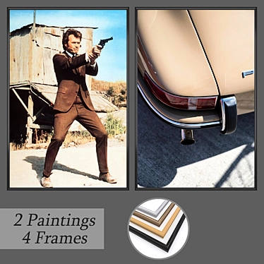 Modern Art Set with 2 Paintings & 4 Frame Options 3D model image 1 