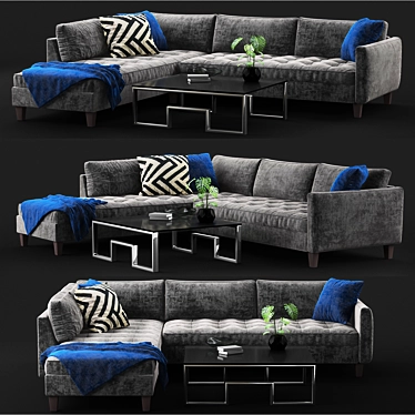 Vapor Collection 5-Piece Sectional: Sleek Style for Ultimate Comfort 3D model image 1 