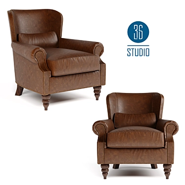 Title: Classic British Style Handmade Leather Chair 3D model image 1 