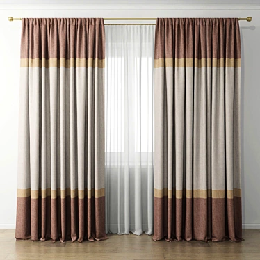 Elegant Window Drapes 3D model image 1 