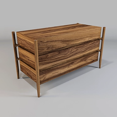 Elegant Regent 1 Canaletta Walnut Chest 3D model image 1 