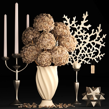 Elegant Hydrangea Dried Flower Bouquet 3D model image 1 