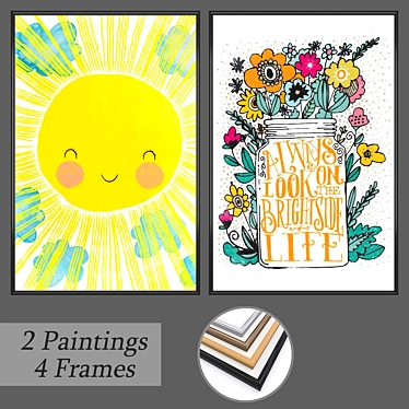 Elegant Wall Art Set: 2 Paintings, 4 Frame Options 3D model image 1 