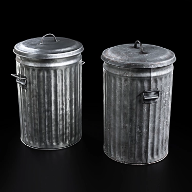 Durable Galvanized Trash Can 3D model image 1 