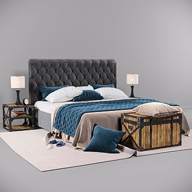 Modern Loft Bed 3680: Sleek Design, Spacious and Stylish 3D model image 1 