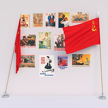 Soviet Union Flag and Posters 3D model image 1 