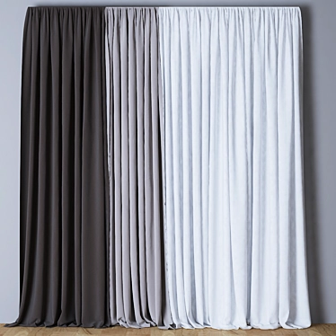 Elegant Velvet Blackout Curtain 3D model image 1 