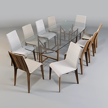 Porada Dining Set - Alfred Table & Aisha Chair 3D model image 1 