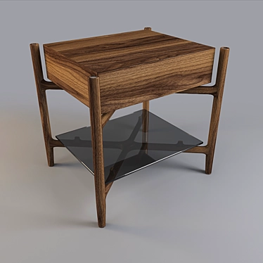 Title: Regent 2 Night Table: Elegant Walnut Design 3D model image 1 