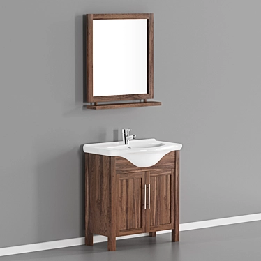 Modern Lava Walnut Freestanding Vanity Unit 3D model image 1 