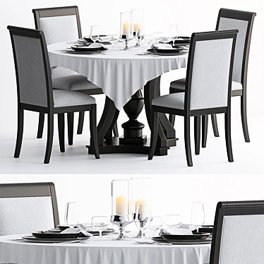 Elegant Oak Dining Set: Dantone Arizona + Coventry 3D model image 1 