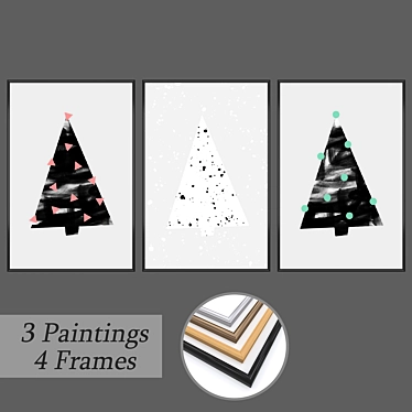 Frame Set with Wall Paintings 3D model image 1 