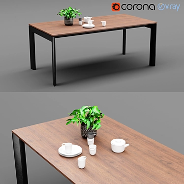Modern Minimalist Lyon Dining Table 3D model image 1 