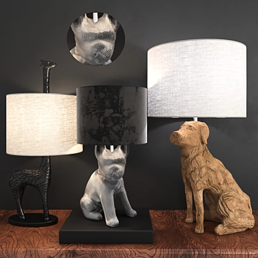 Animal Figurine Table Lamps 3D model image 1 