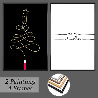 Elegant Art Set with Frame Variations 3D model image 1 