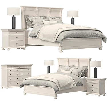 Elegant St. James Panel Bed 3D model image 1 