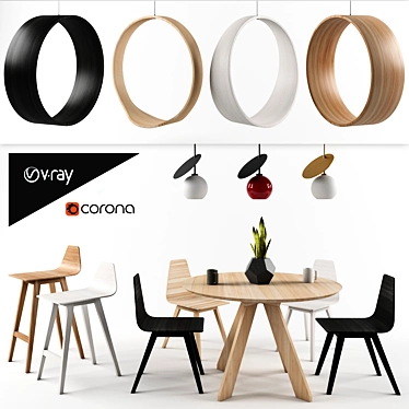 Iwona Kosicka Furniture Set: Interior Swings, Chairs, Stools & Pendant Lights 3D model image 1 