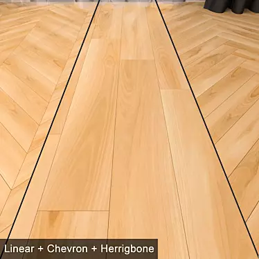 Versatile Parquet Floor Set 23: Linear, Herringbone & Chevron Patterns with Corona + Vray Render 3D model image 1 