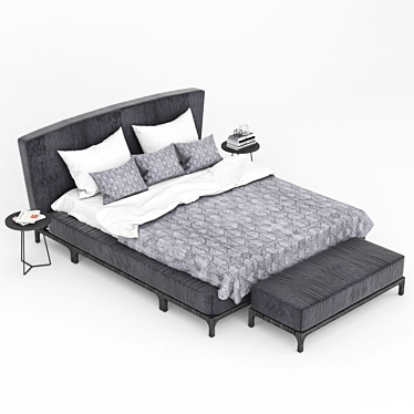 Contemporary King Size Bed Set 3D model image 1 