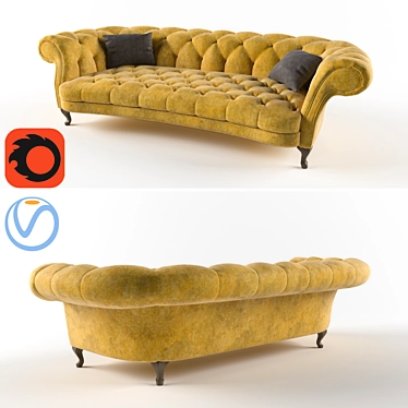 Vanni Brown Fabric Sofa 3D model image 1 
