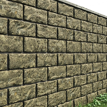 Stone Wall 3D Model: Realistic Texture & Compatible Formats 3D model image 1 