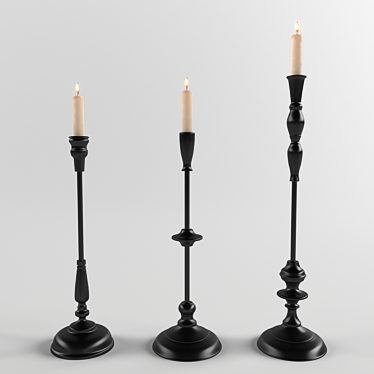 Gorgeous Ripple Candleholders Set 3D model image 1 