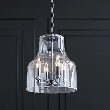 Prague Modern Metal & Glass Pendant 3D model image 1 