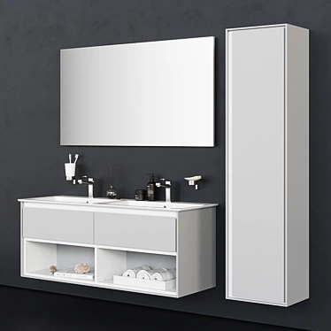 Modern Lacquered Vanity Unit with Drawers 3D model image 1 