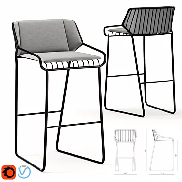 Caged Elegance: Modern Barstool with Industrial Chic Design 3D model image 1 