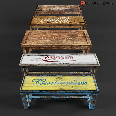 Rustic Wooden Cafe Table 3D model image 1 