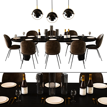 Bettle Dining Set: Elegant and Modern 3D model image 1 