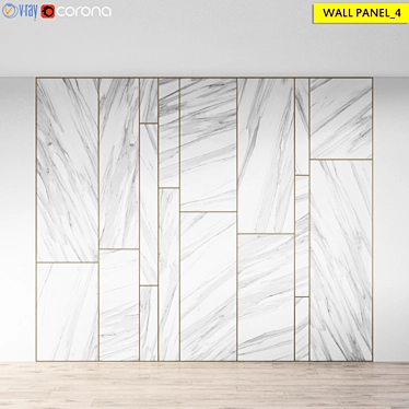 Elegant Metal Trim Velvet Wall Panel 3D model image 1 