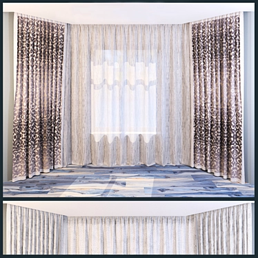 TOGAS Textiles: Elegant Bay Window Curtains 3D model image 1 