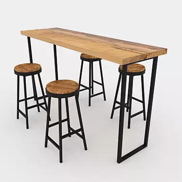 Modern Bar Table Set with Chairs 3D model image 1 