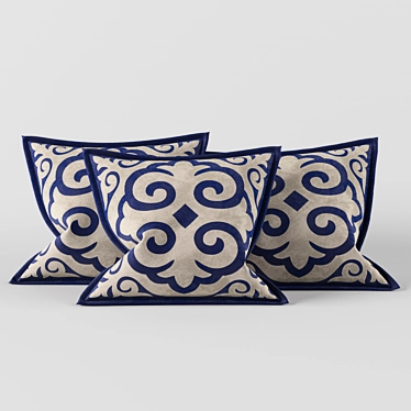 KZ Ornament Pillows: Traditional Kazakh Design 3D model image 1 