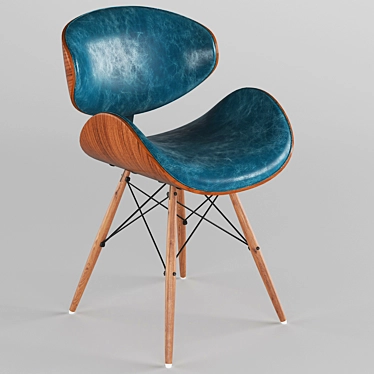 Mid-century Teal Accent Chair 3D model image 1 