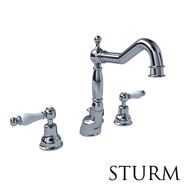 STURM Emilia 3-Hole Sink Mixer: Choose Your Color 3D model image 1 