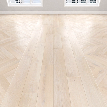 Cream Oak Parquet: Herringbone, Linear, Chevron 3D model image 1 