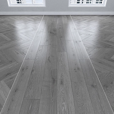 Gray Oak Parquet: Herringbone, Linear, Chevron 3D model image 1 