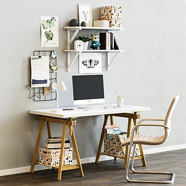 Modern Home Office Setup: Ikea LINNMON / FINWARD Table & More 3D model image 1 