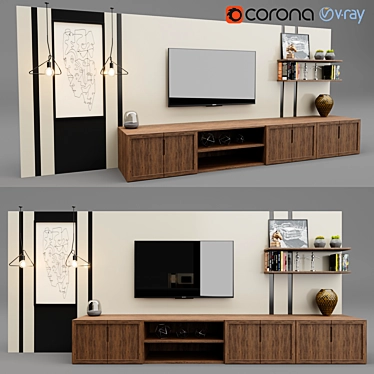 Modern TV Stand, Spacious Design 3D model image 1 