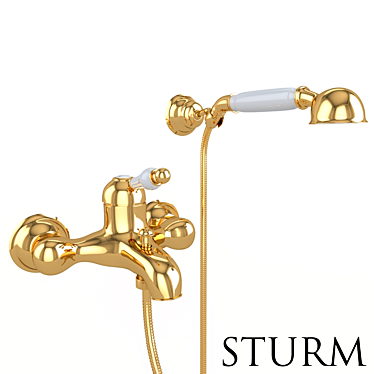 Golden Elegance: Emilia Bath Mixer/Shower 3D model image 1 