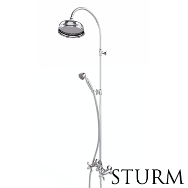 Retro Chrome Shower Rack+Mixer 3D model image 1 