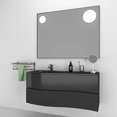 Sleek 1200 Black Cabin Mirror 3D model image 1 