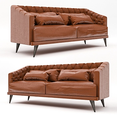 Vintage Brandy Leather Sofa 3D model image 1 