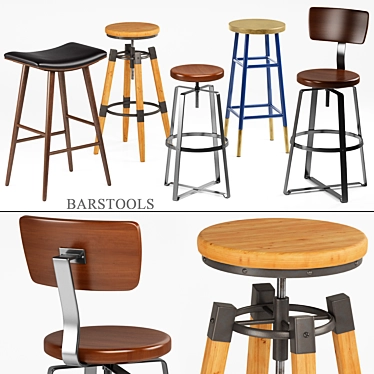 Industrial Adjustable Swivel Stool 3D model image 1 