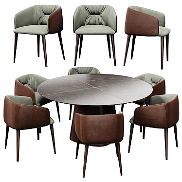 Monomaterial Sofy Chair and Artu-160 Table 3D model image 1 