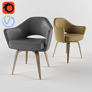 Elegant Dual-Material Executive Chair 3D model image 1 