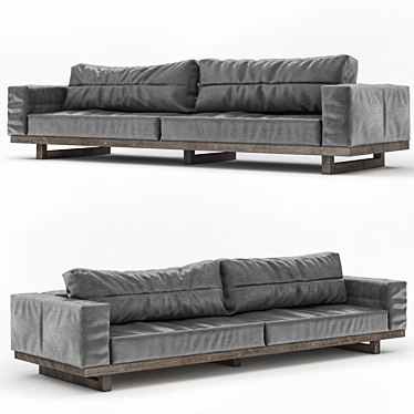 Elegant Dark Gray Leather Sofa 3D model image 1 