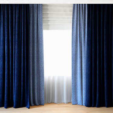 Title: Canvas & Tulle Curtains Set 3D model image 1 